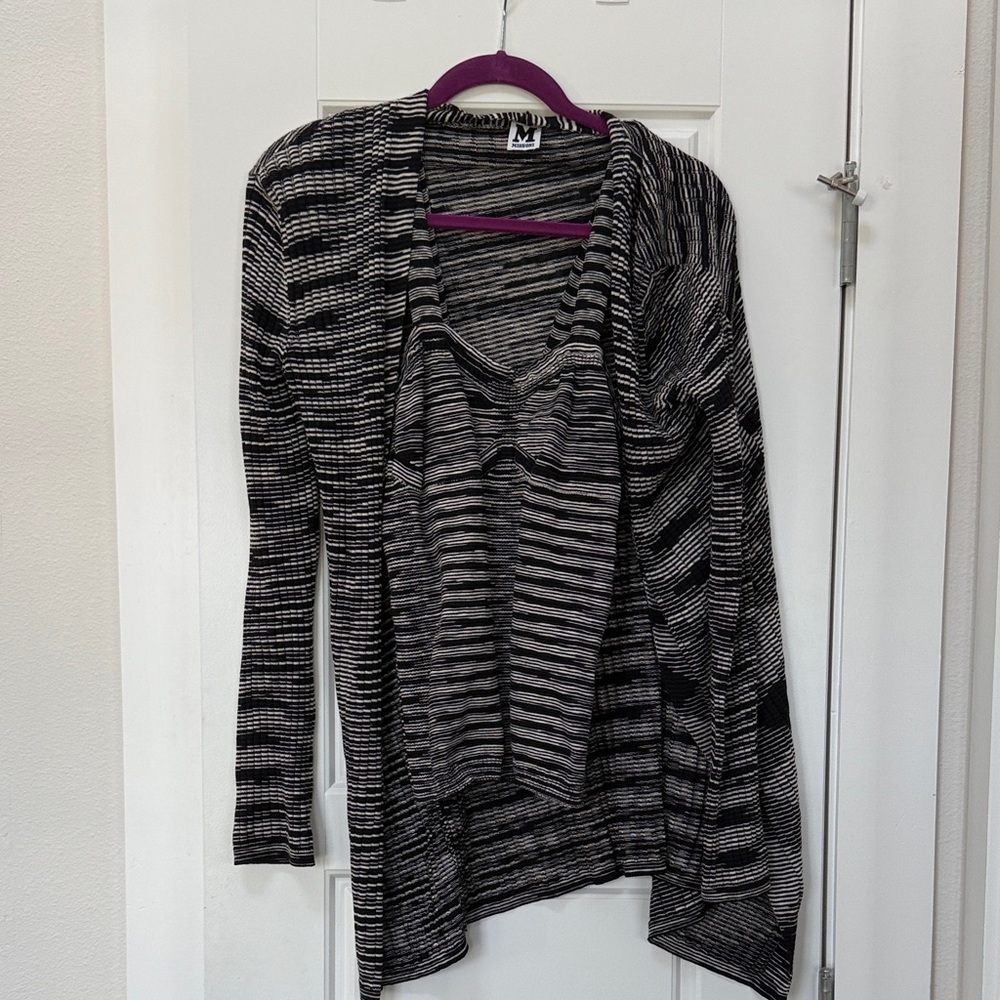Missoni Striped Black and Gray Cardigan with Matching Tank